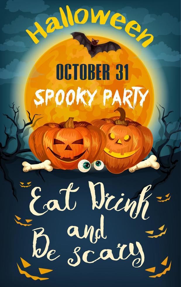 Halloween party vector poster for holiday night