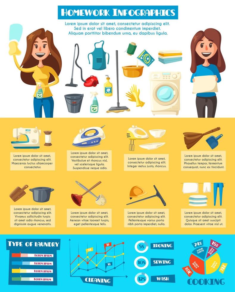 Household chores infographic design template vector