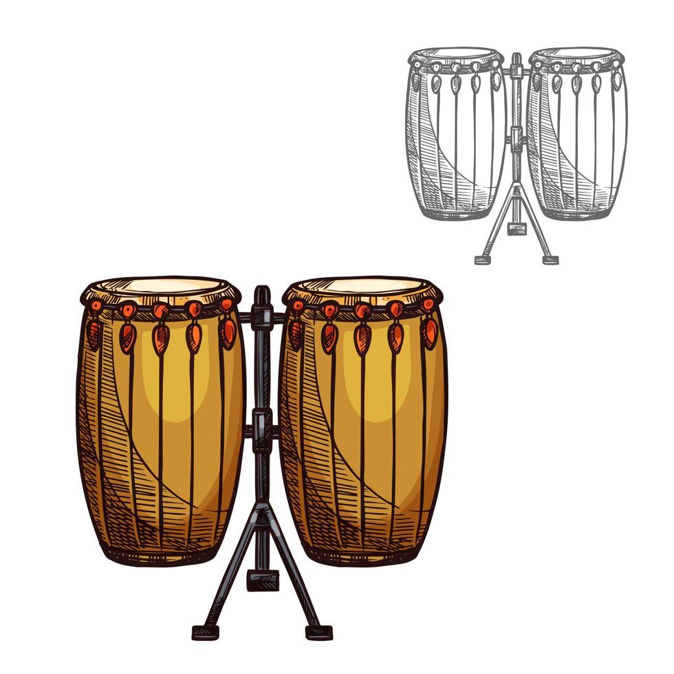 Vector sketch folk drums musical instrument