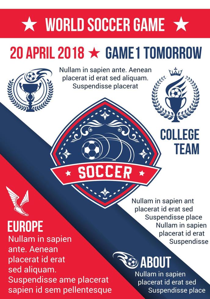 cartel de campeonato de fútbol de juego de fútbol de vector