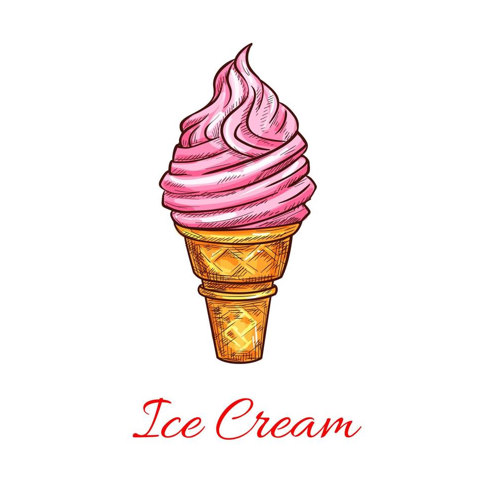 Ice cream icon for cafe vector sketch