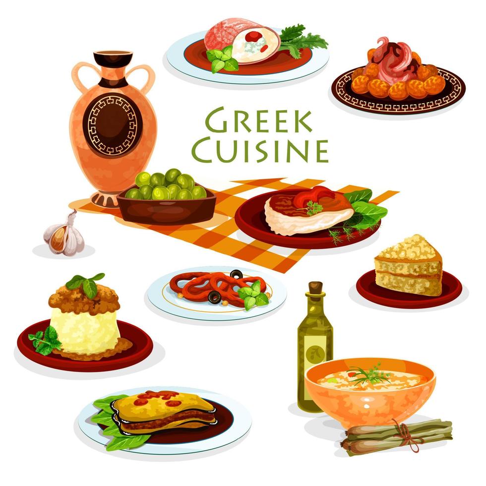 icono de dibujos animados de platos de almuerzo saludable de cocina griega  13054821 Vector en Vecteezy