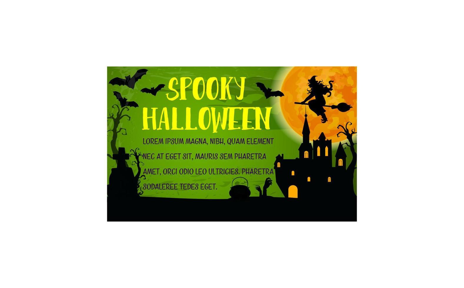 Halloween holiday poster with flying bat and witch vector