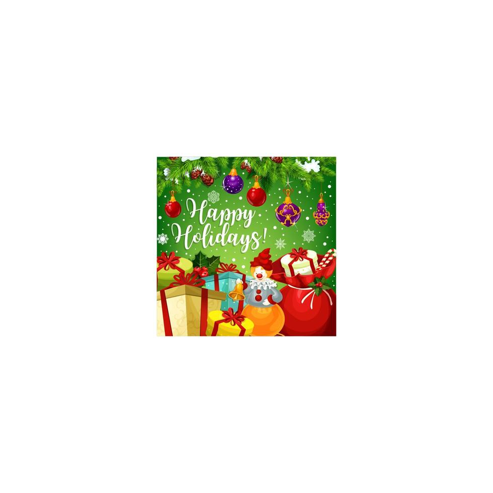 Happy winter holidays wish vector greeting card