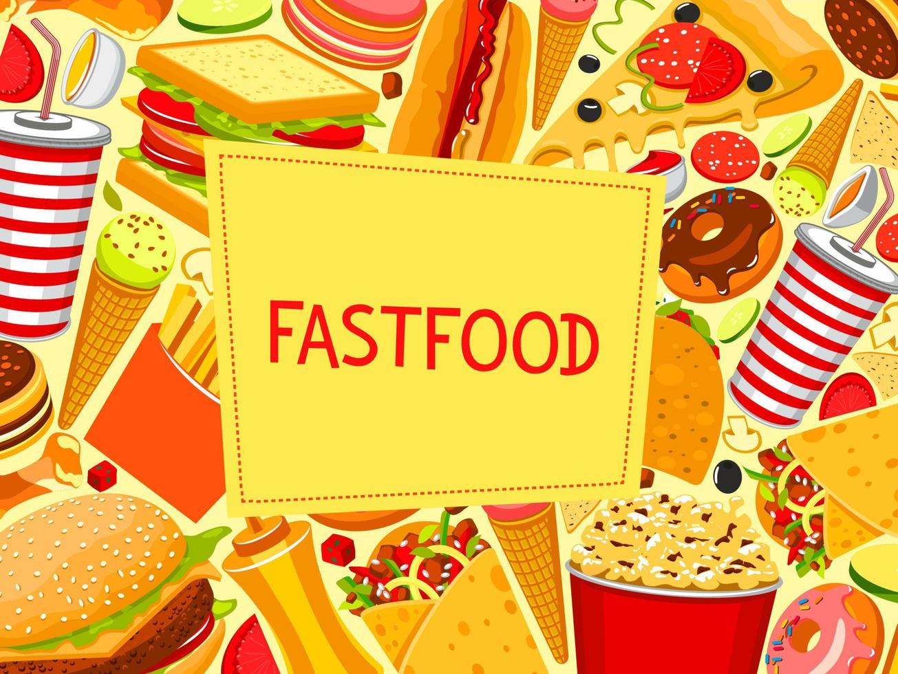 Fast food burger and sandwich vector menu poster