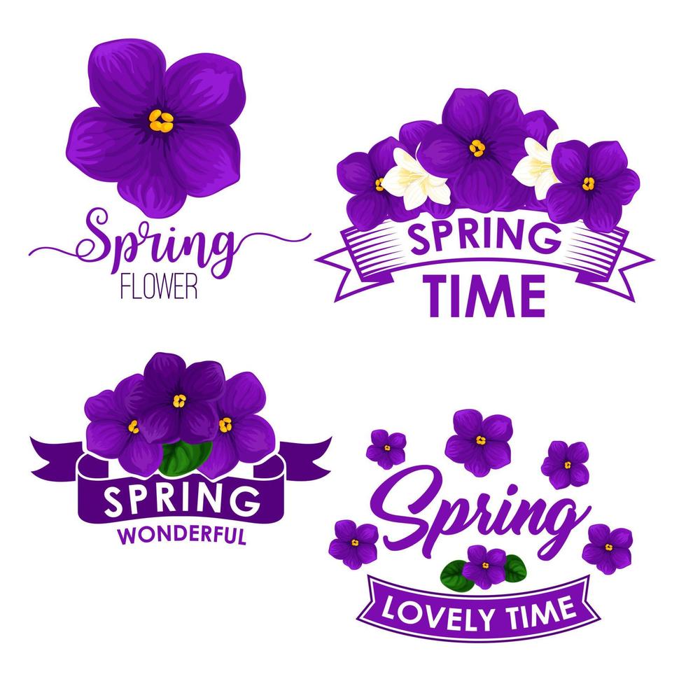 Spring flower bouquet isolated symbol set vector
