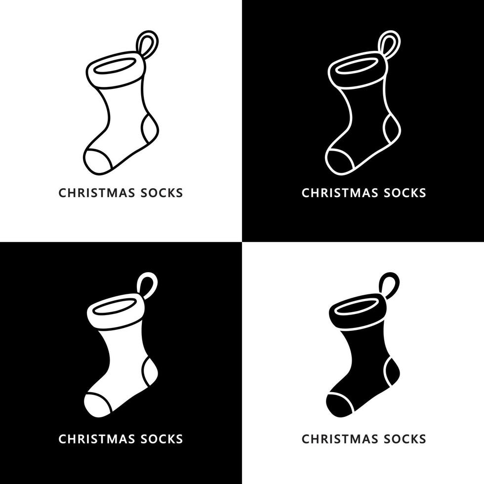 icono del logotipo de dibujos animados de calcetines de Navidad. símbolo de adorno de Navidad. ilustración de ropa de invierno vector