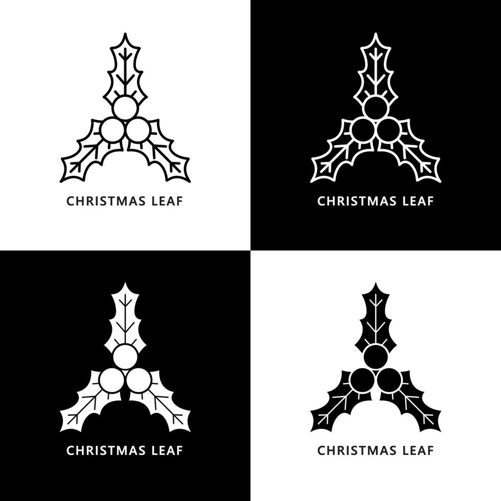 Christmas Leaf Cartoon Logo Icon. Xmas Plant Symbol Illustration vector