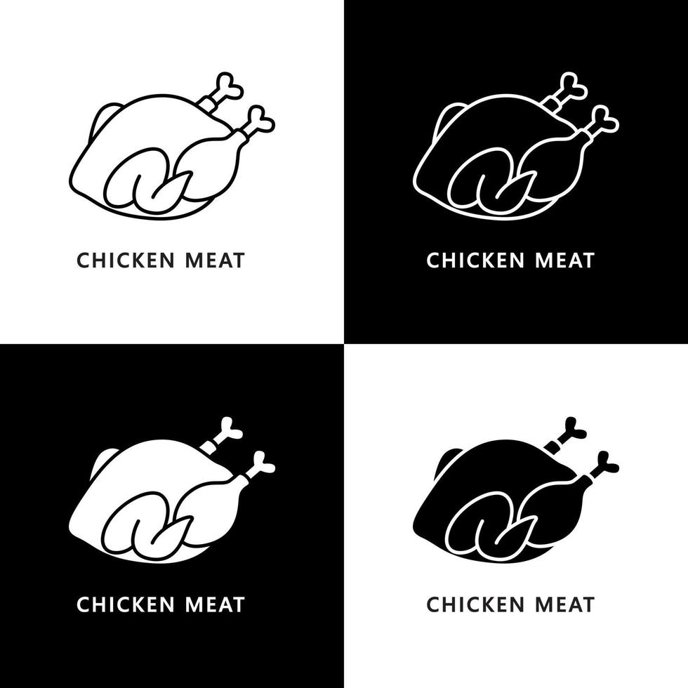 logotipo de carne de pollo. ilustración de comida y bebida. símbolo de icono de aves de corral vector