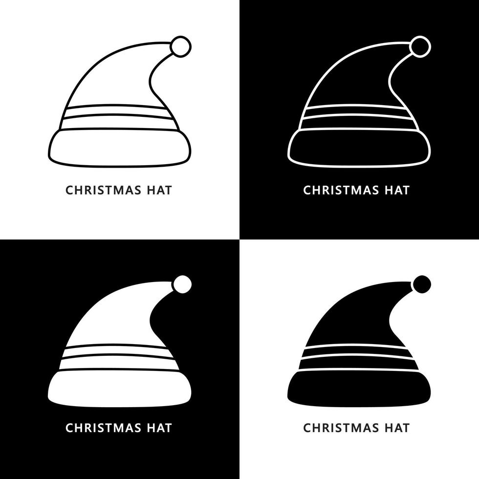 icono del logotipo de dibujos animados de sombrero de navidad. símbolo de la moda de Navidad. ilustración de ropa de invierno vector