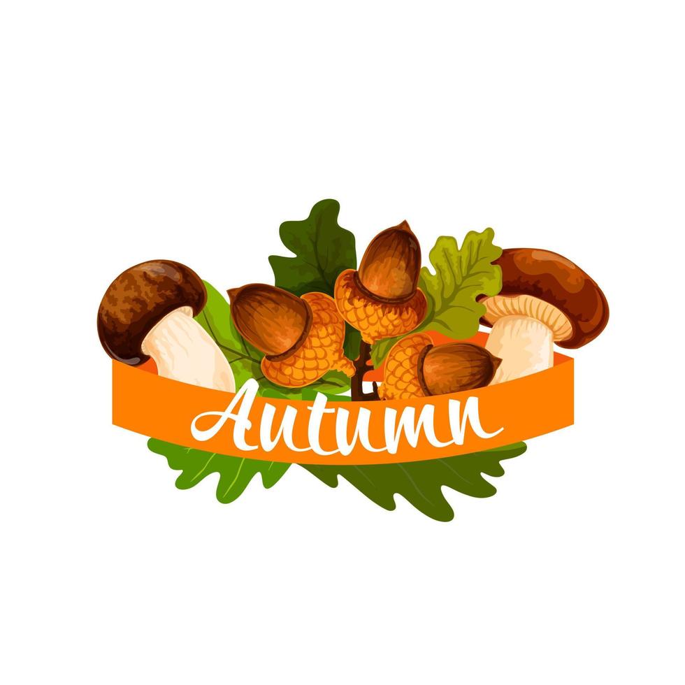 Autumn harvest and leaf fall vector poster