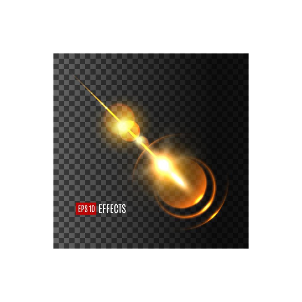 Glowing light effect with rays and lens flare vector