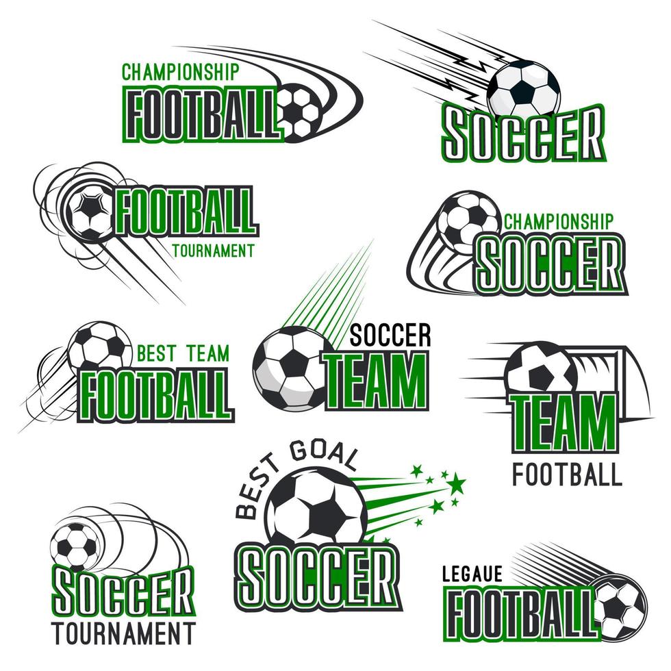 iconos de balón de fútbol de campeonato de fútbol de vector