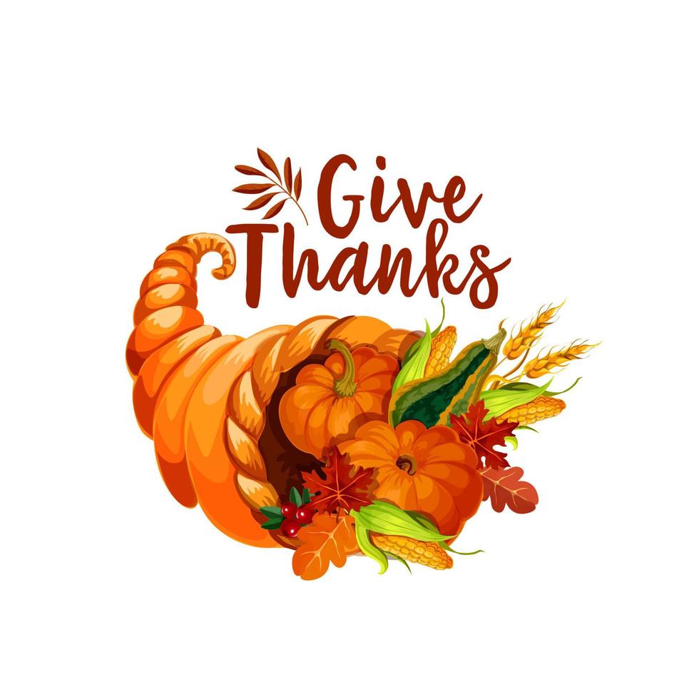 Thanksgiving cornucopia symbol of autumn harvest vector