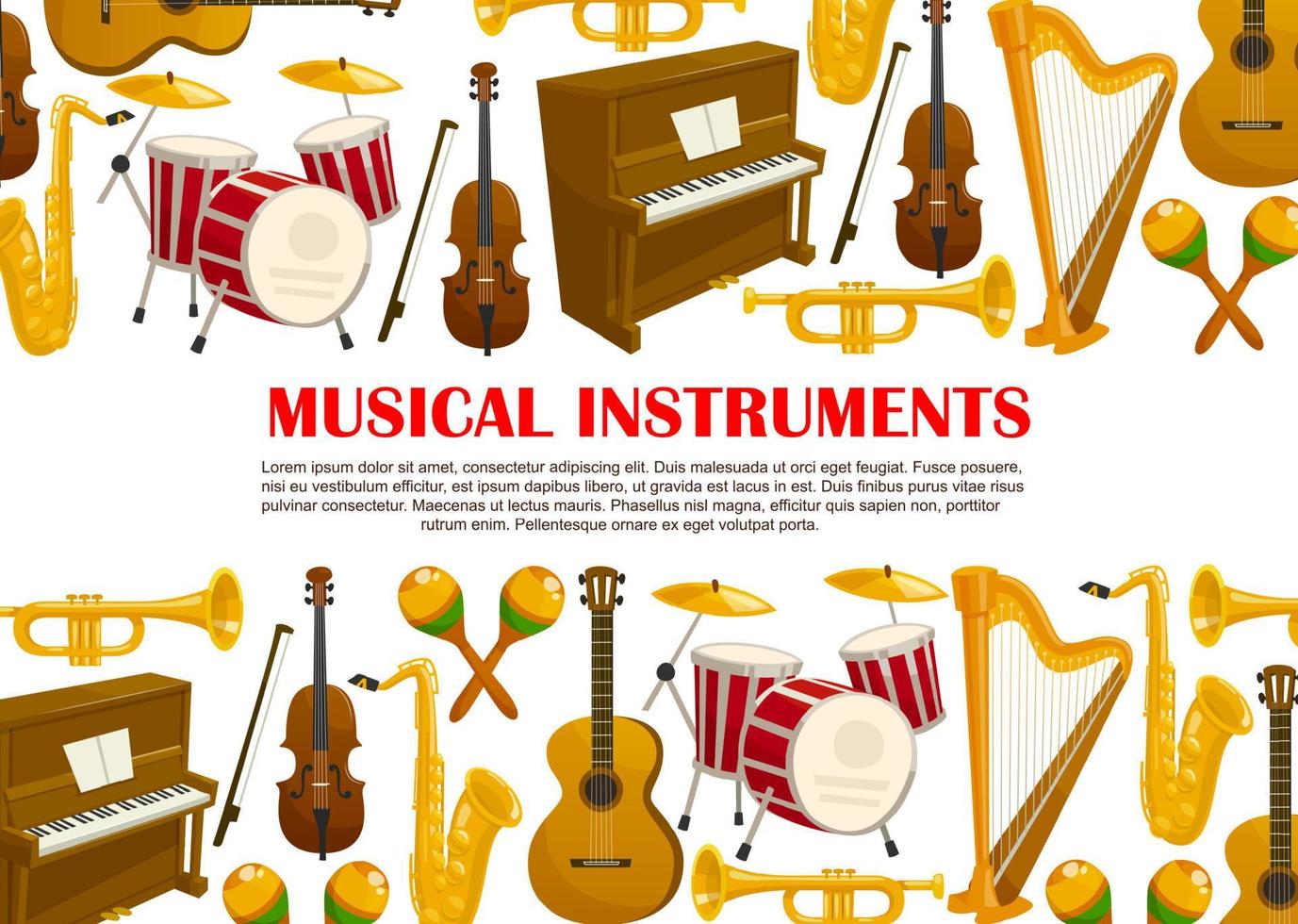 cartel de música de vector de instrumentos musicales