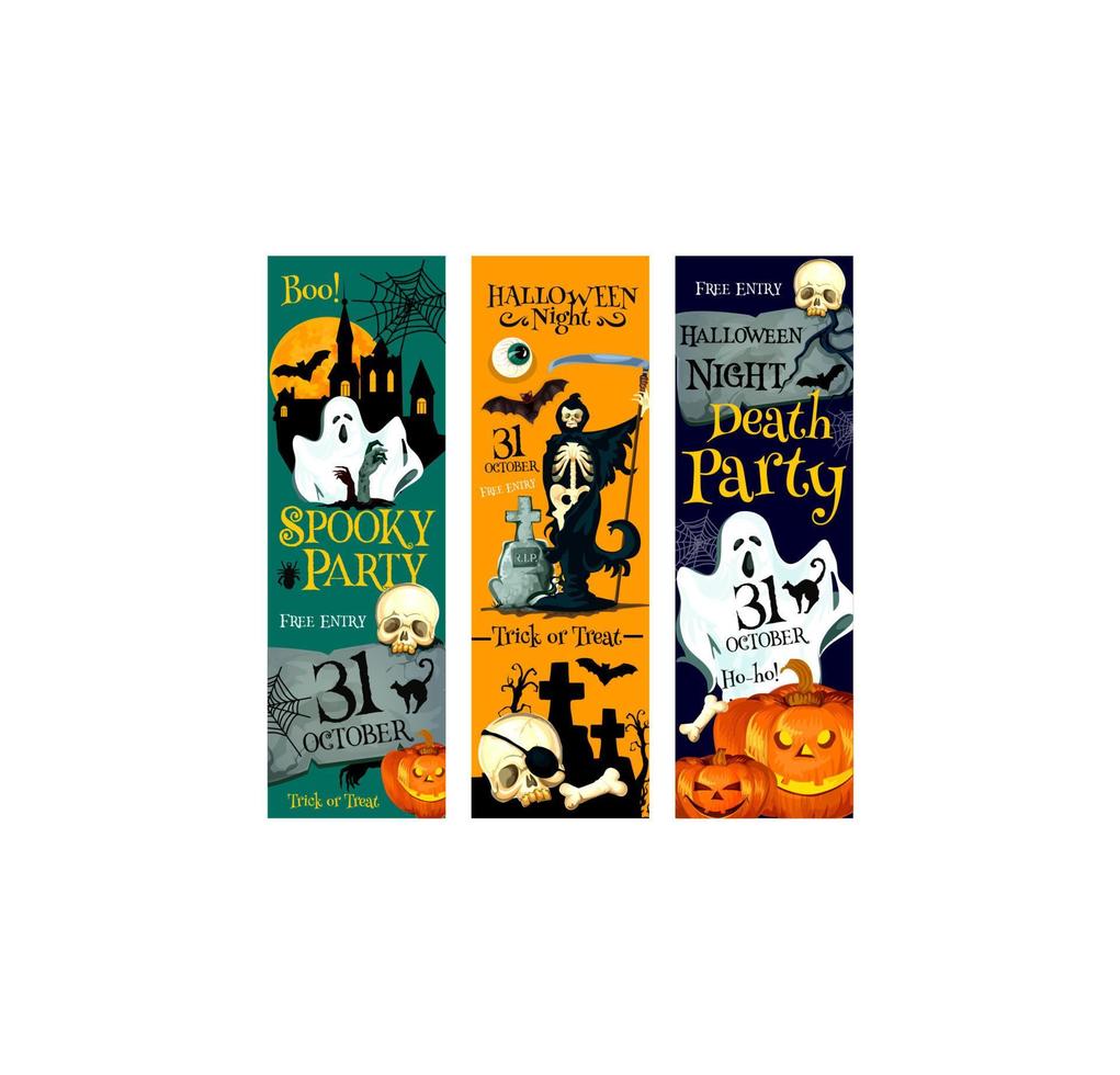 Halloween pumpkin and ghost october holiday banner vector