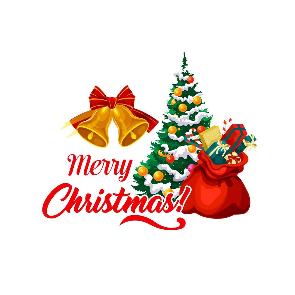 árbol de navidad, y, regalos, icono vector