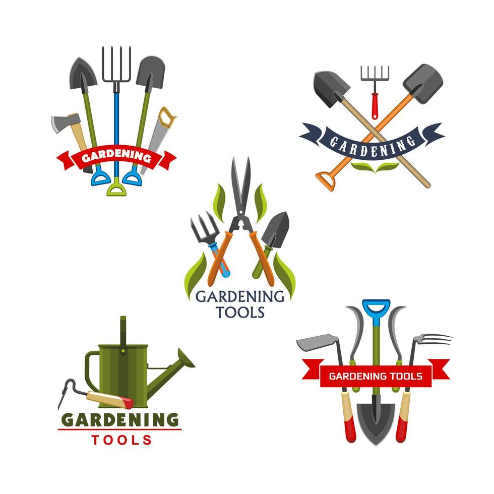 Work tool and equipment icons for gardening design vector