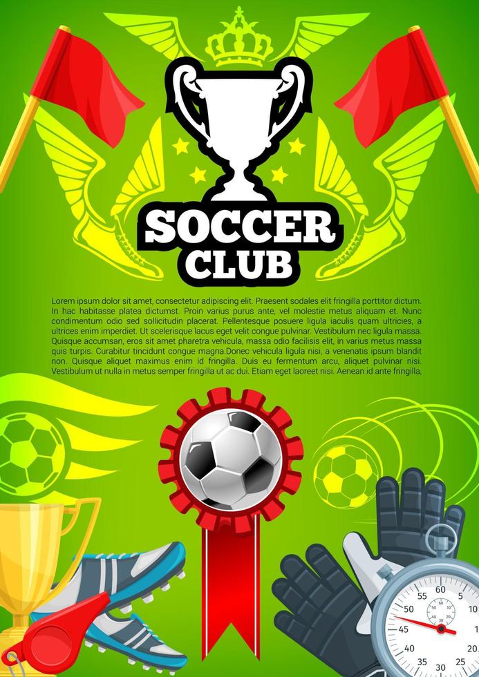 cartel de premio de vector para la copa del campeonato de fútbol