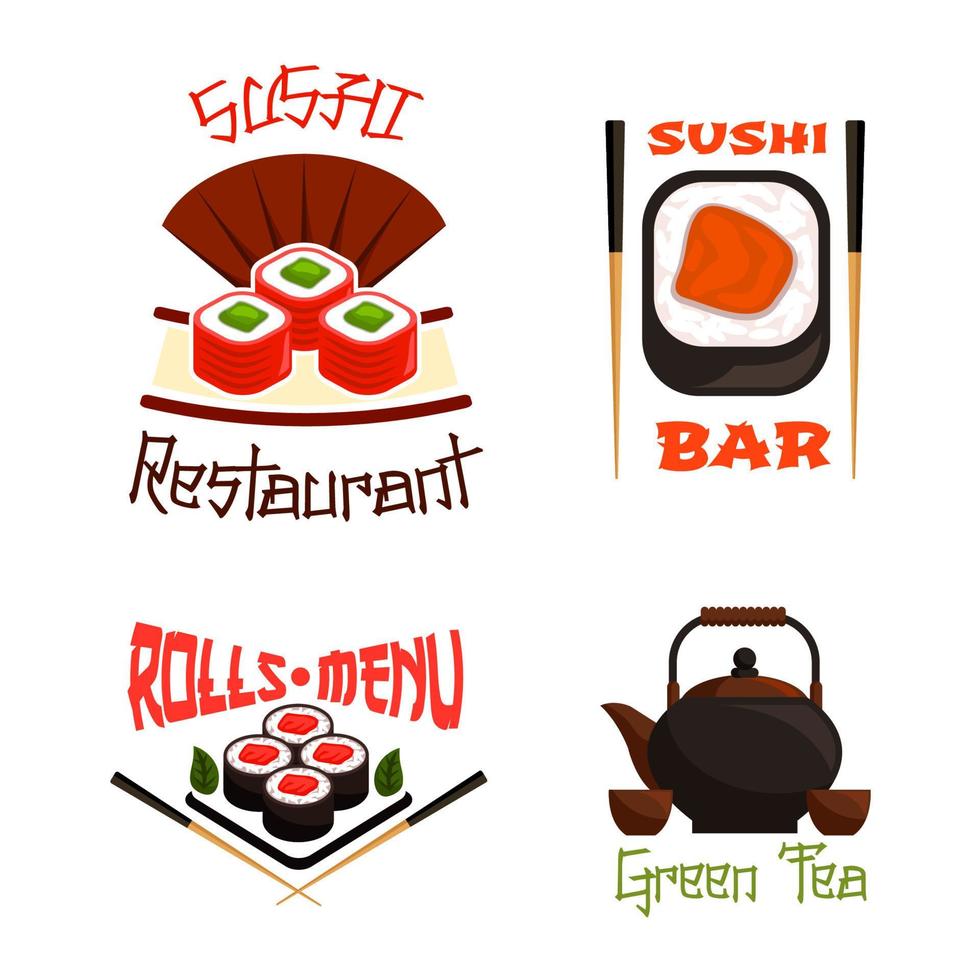 iconos vectoriales para bar de sushi o restaurante japonés vector