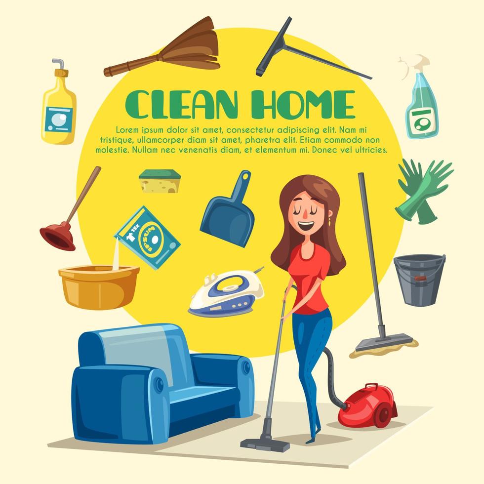 House or room cleaning vector poster
