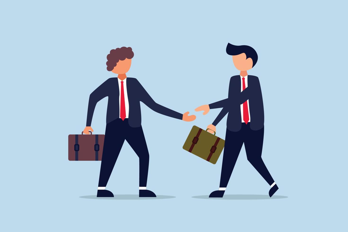 Two business men shaking hands on the partnership meeting. vector