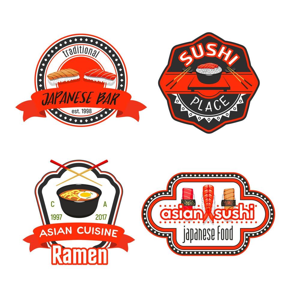 iconos vectoriales para restaurante de sushi japonés vector