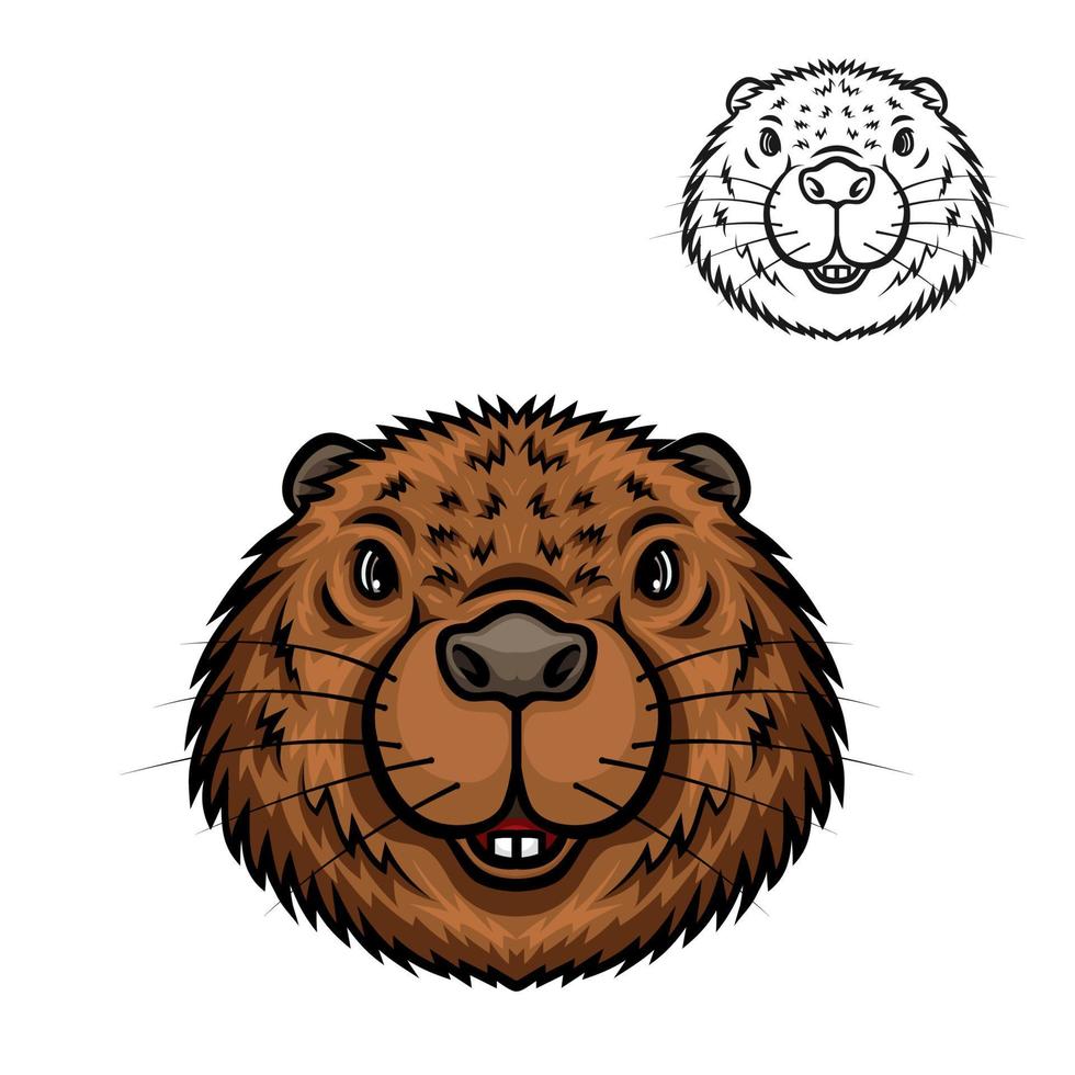 Beaver animal head isolated cartoon icon vector