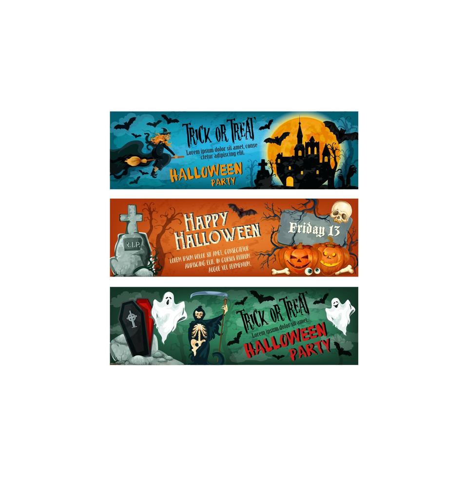 Halloween horror party banner for october holiday vector