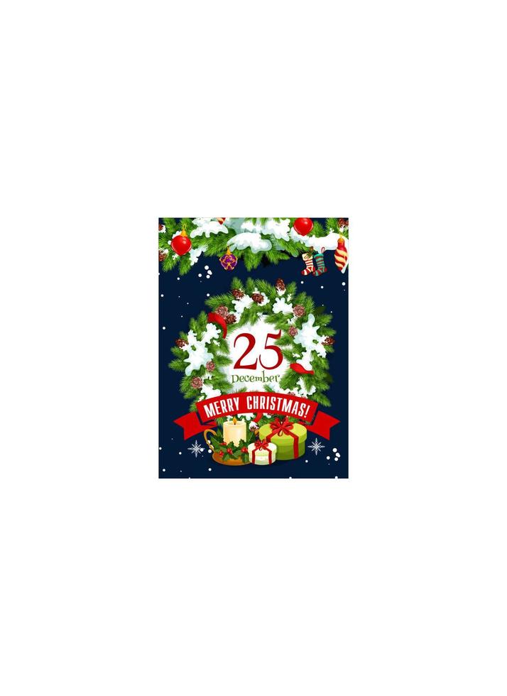 Merry Christmas holiday vector gifts greeting card