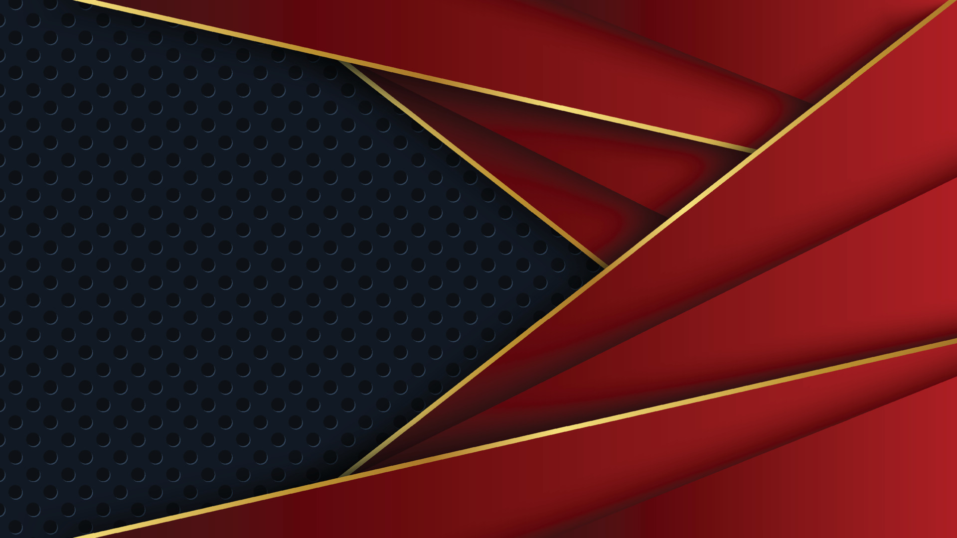 Abstract red and black shapes background with golden lines. Suit for