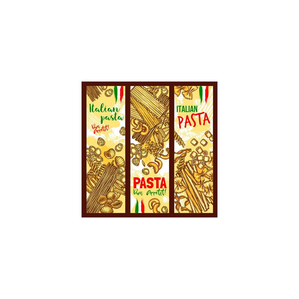 Pasta and Italian macaroni vector banners