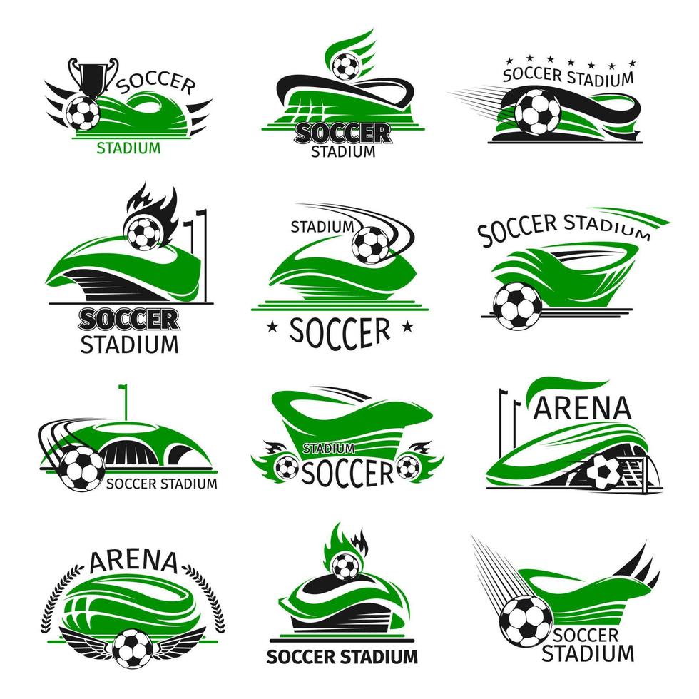 iconos aislados de fútbol vectorial de la arena de fútbol vector