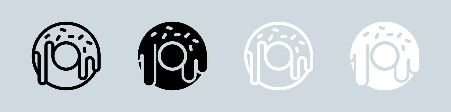 icono de donut en blanco y negro. alimentos dulces signos vector ilustración.