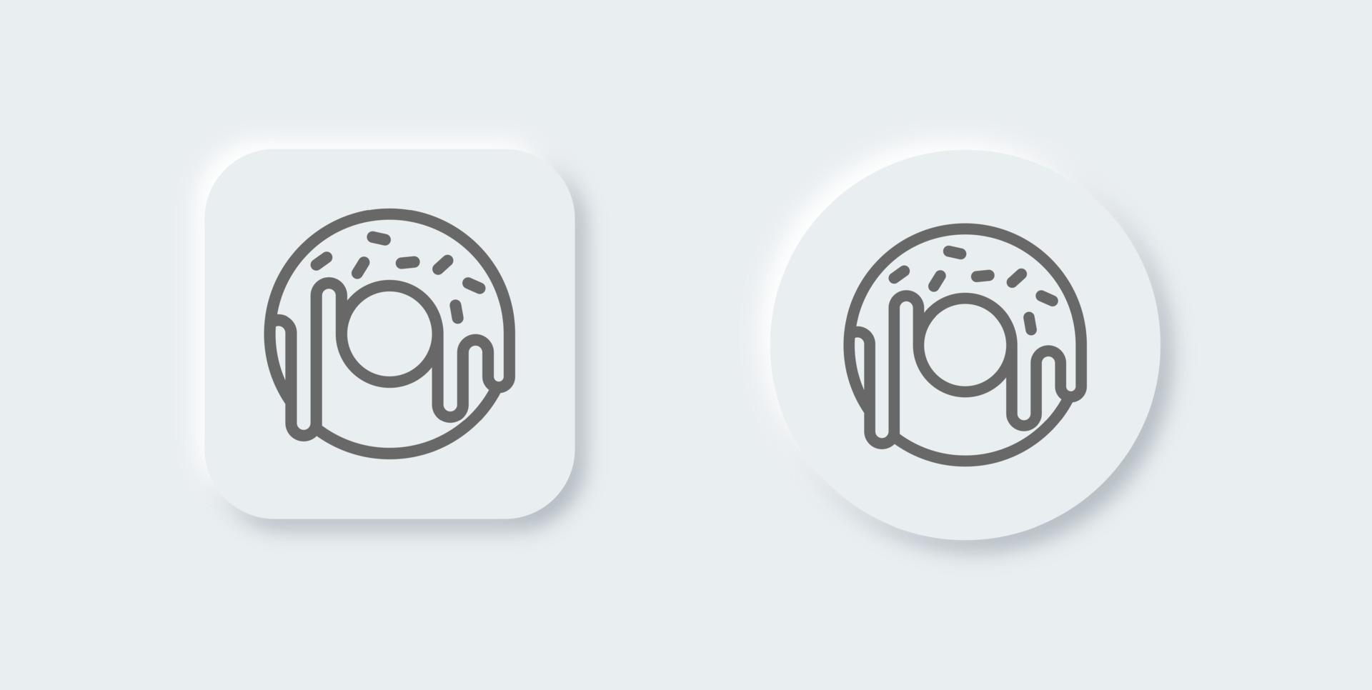 icono de línea de donut en estilo de diseño neomórfico. alimentos dulces signos vector ilustración.