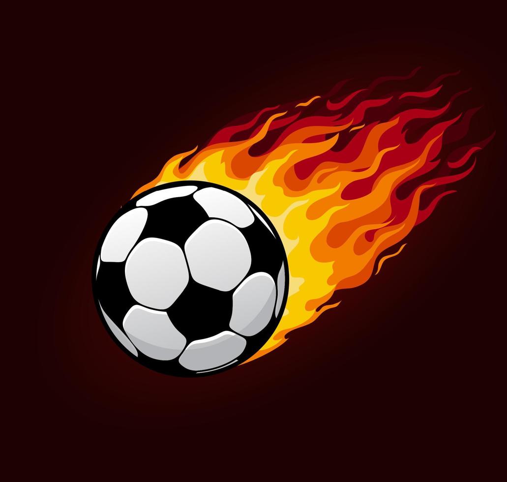 balón de fútbol volador de fuego vectorial para cartel de fútbol vector