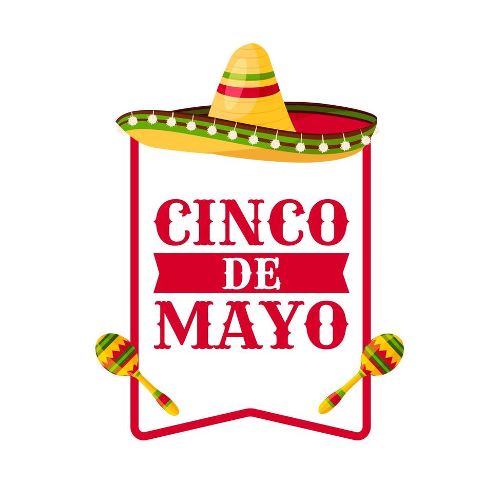 tarjeta de cinco de mayo con sombrero mexicano vector