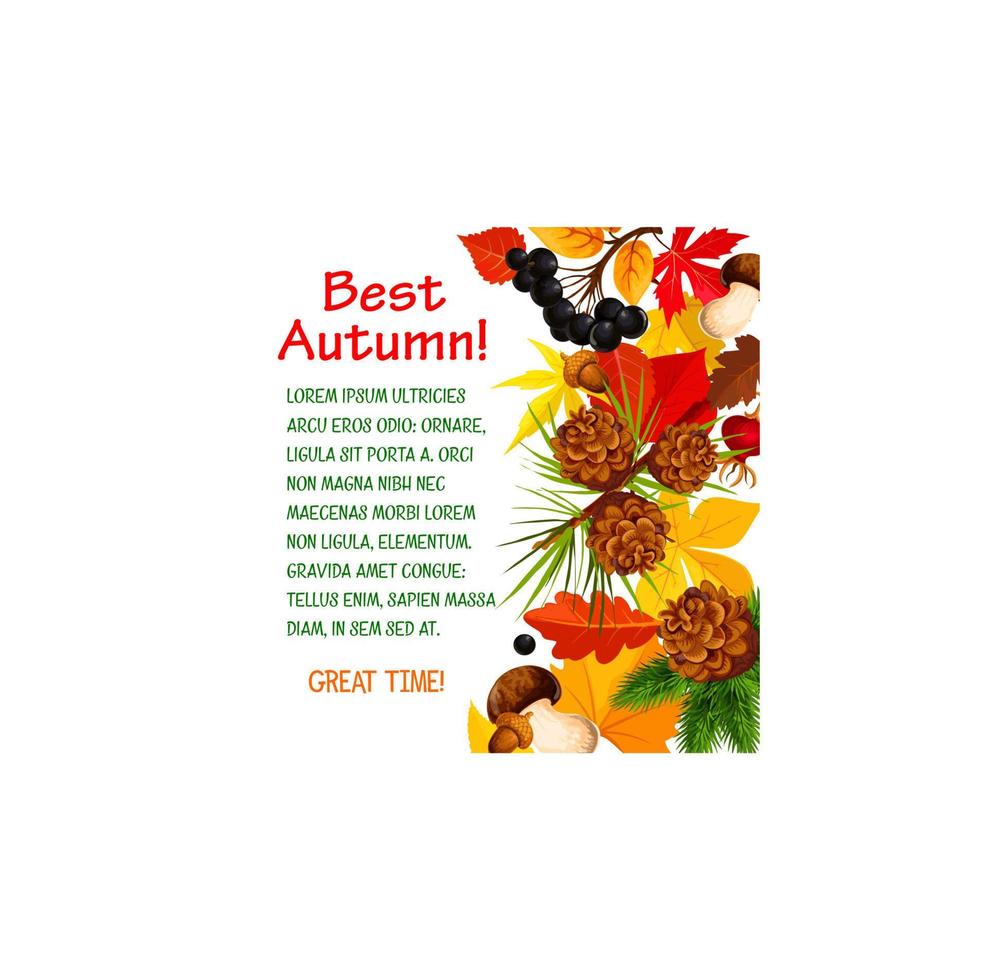 Autumn poster template of fall forest nature vector