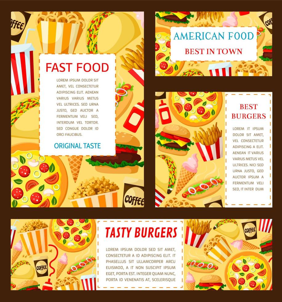 Vector fast food restaurant posters templates