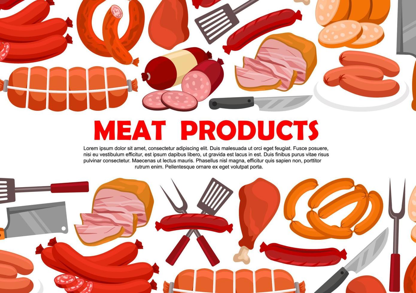 Vector poster of fresh meat products