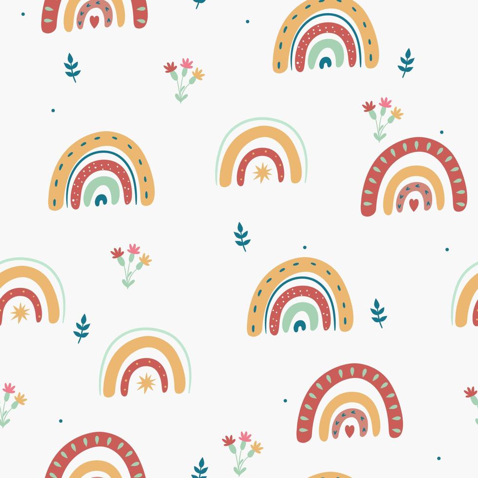 Seamless rainbow pattern in boho style. Vector graphics.