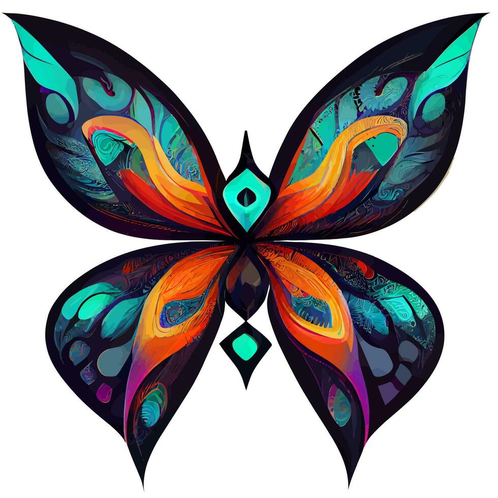 mariposa dibujada a mano elegantes elementos de diseño decorativo tribales para tatuajes o impresiones carteles arte de la pared calcomanías de vinilo, vector