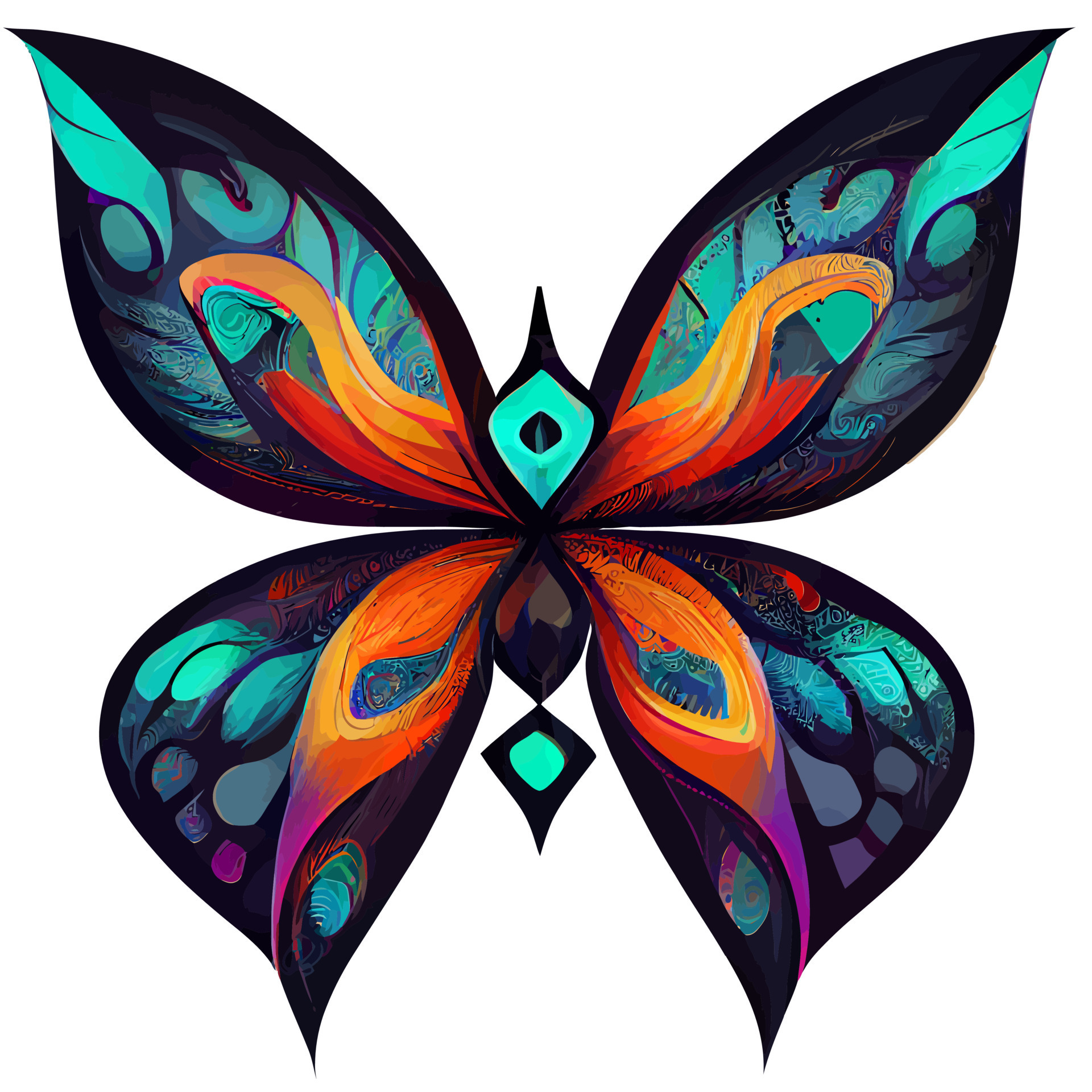 Butterfly hand drawn Stylish decorative design elements tribal for