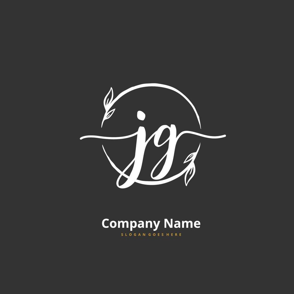 JG Initial handwriting and signature logo design with circle. Beautiful design handwritten logo for fashion, team, wedding, luxury logo. vector