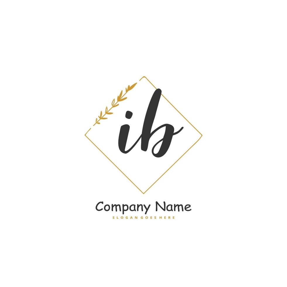 IB Initial handwriting and signature logo design with circle. Beautiful design handwritten logo for fashion, team, wedding, luxury logo. vector