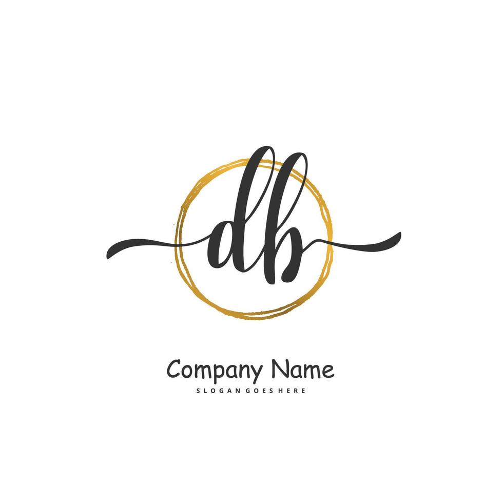 DB Initial handwriting and signature logo design with circle. Beautiful design handwritten logo for fashion, team, wedding, luxury logo. vector