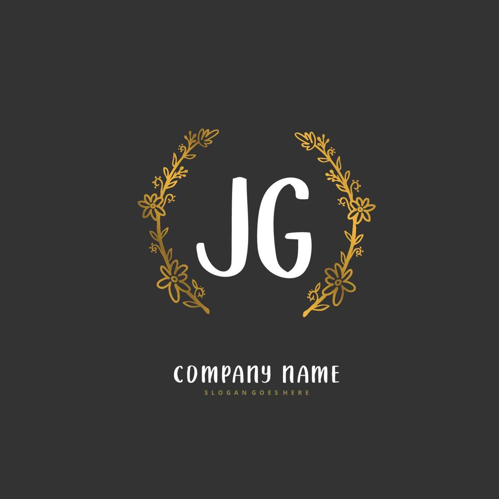 jg escritura a mano inicial y diseño de logotipo de firma con círculo. hermoso diseño de logotipo escrito a mano para moda, equipo, boda, logotipo de lujo. vector