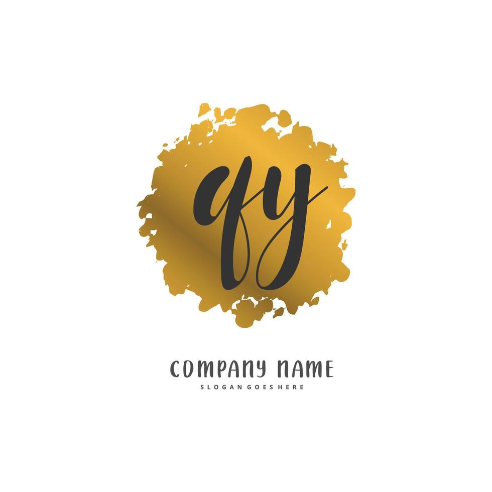 QY Initial handwriting and signature logo design with circle. Beautiful design handwritten logo for fashion, team, wedding, luxury logo. vector