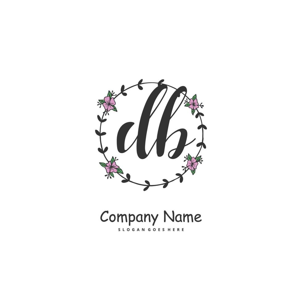 DB Initial handwriting and signature logo design with circle. Beautiful design handwritten logo for fashion, team, wedding, luxury logo. vector