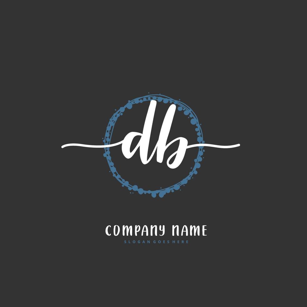 DB Initial handwriting and signature logo design with circle. Beautiful design handwritten logo for fashion, team, wedding, luxury logo. vector